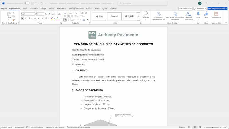 Memória de Cálculo